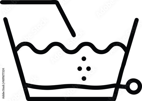 Stylized outline icon of bidet with stream and drain stopper for sanitation