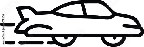 Stylized racing car icon with motion lines for design projects