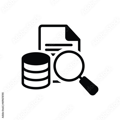 Black solid icon for data retrieval