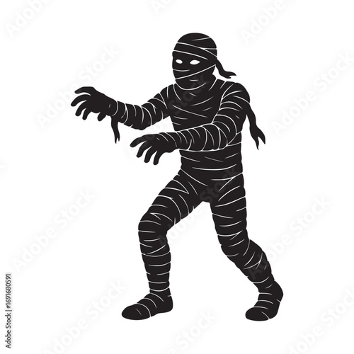 Mummy black silhouette vector illustration on white background