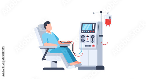 Medical treatment in a hospital or clinic with a patient undergoing hemodialysis