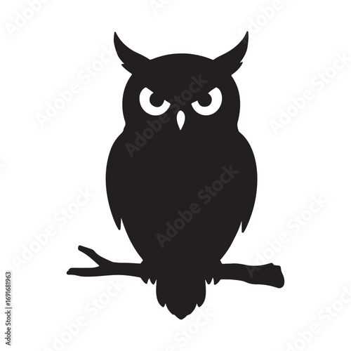 owl on a branch vector illustration on white background