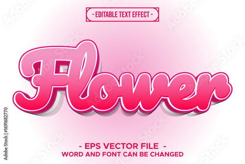 Editable Pink 3D Text Effect Flower Vector Design
