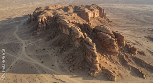 Aerial view of desert mountain