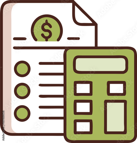A calculator placed beside a paper displaying a dollar sign, representing financial planning or accounting tasks.