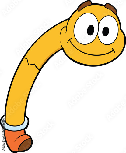 A whimsical cartoon character featuring an exaggerated long nose, depicted in a playful pose with vibrant colors.