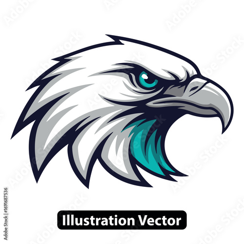 Powerful Eagle Head Mascot Logo Design Illustration