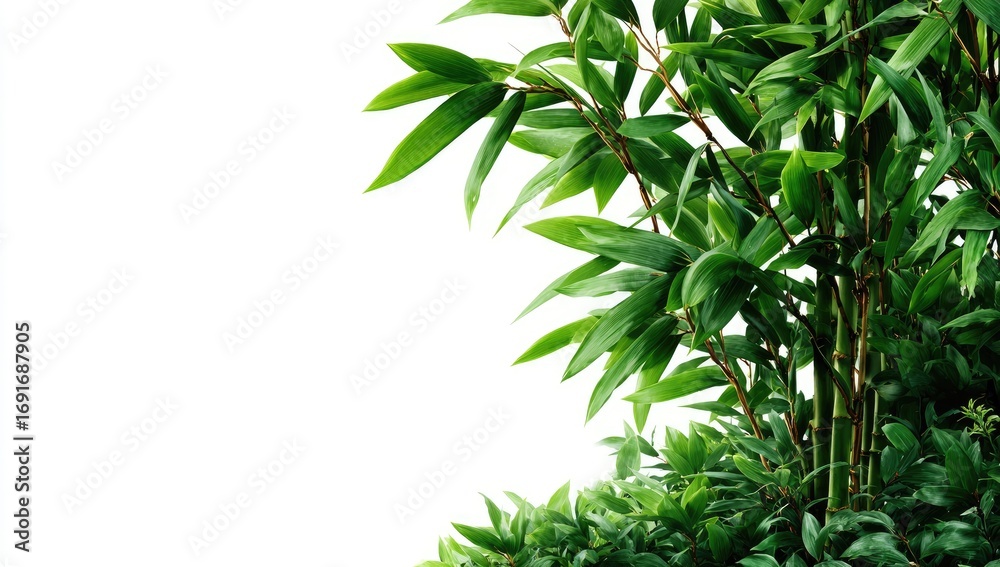 Naklejka premium Lush bamboo foliage against a white background