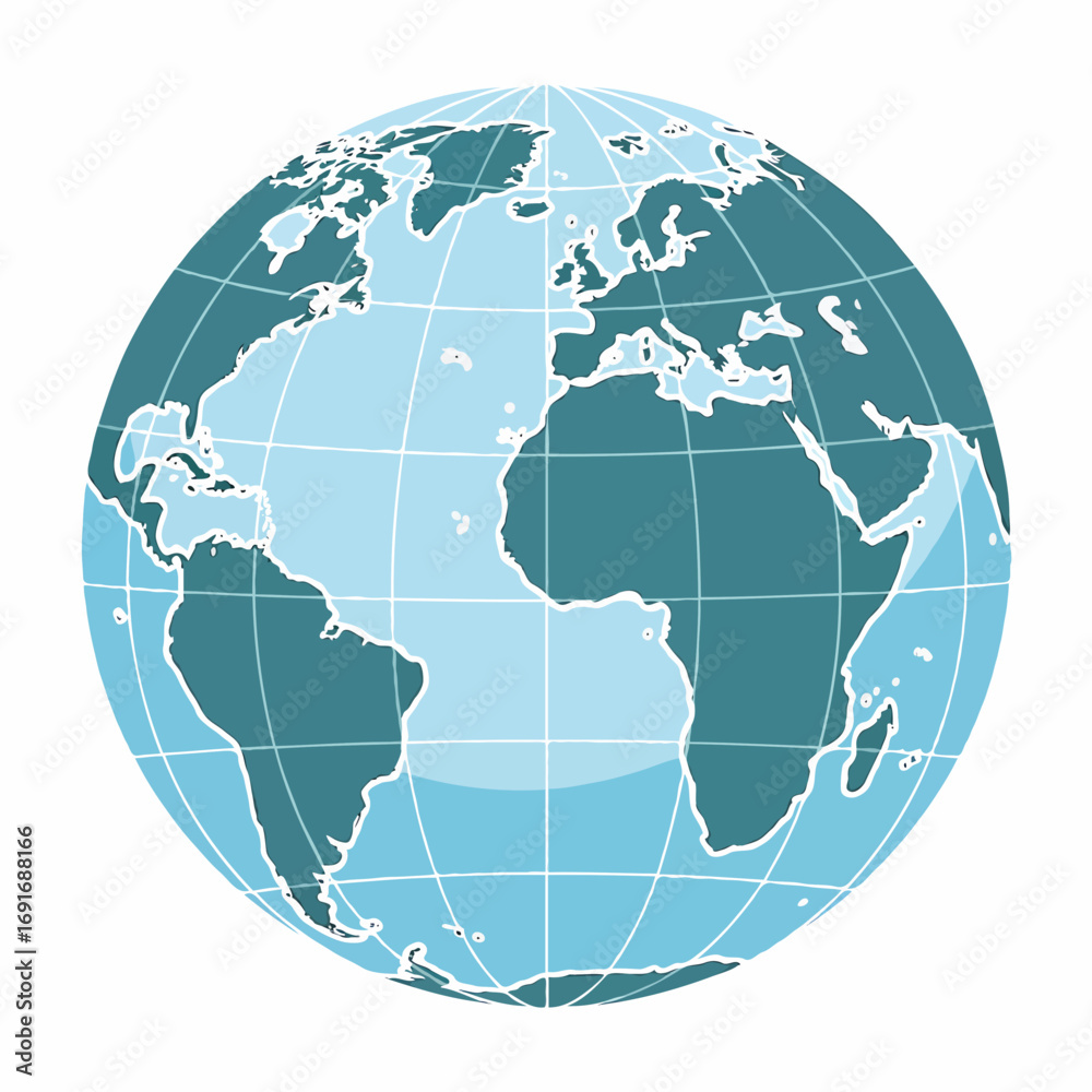 Fototapeta premium Globe Showing Earth and World Map with All Countries Vector Illustration