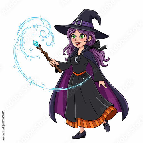 witch with magic wand