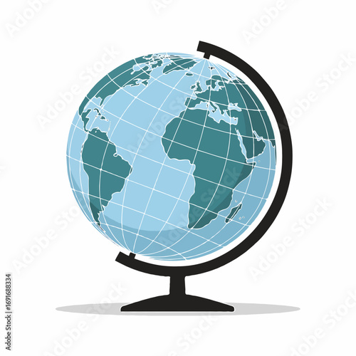 Globe Showing Earth and World Map with All Countries Vector Illustration