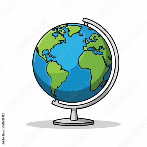 Globe Showing Earth and World Map with All Countries Vector Illustration