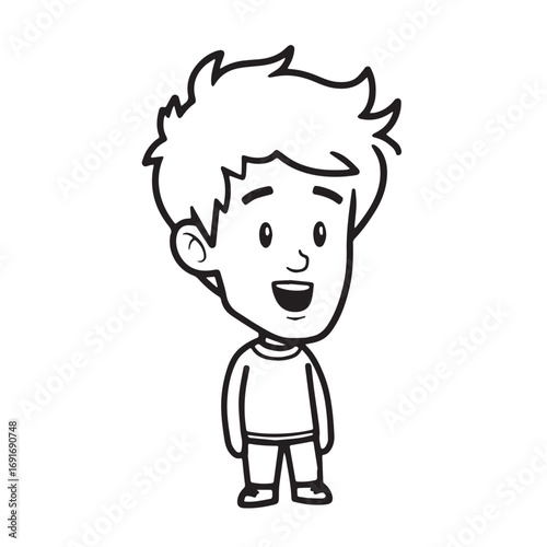 Handsome Man Black and White Illustration Vector Image Male Portrait Fashion Sketch Line Art Design	
