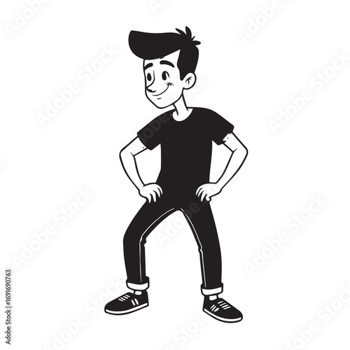 Handsome Man Black and White Illustration Vector Image Male Portrait Fashion Sketch Line Art Design	
