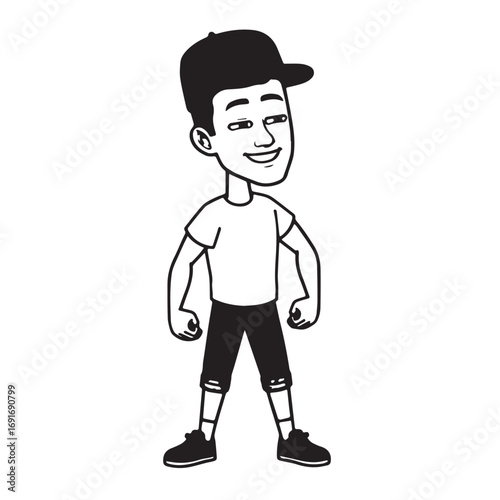 Handsome Man Black and White Illustration Vector Image Male Portrait Fashion Sketch Line Art Design	
