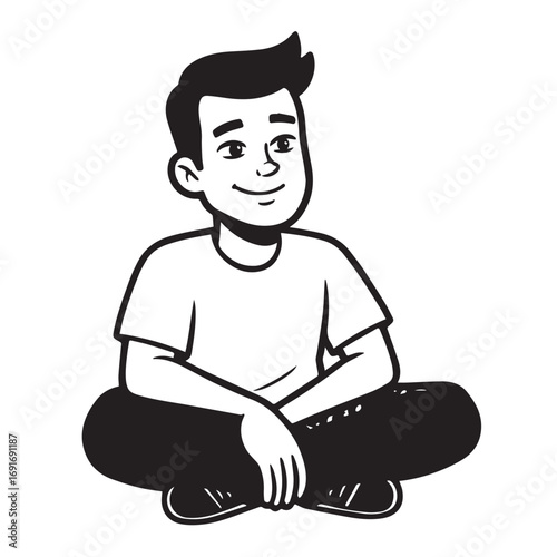 Handsome Man Black and White Illustration Vector Image Male Portrait Fashion Sketch Line Art Design	
