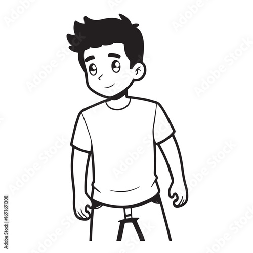 Handsome Man Black and White Illustration Vector Image Male Portrait Fashion Sketch Line Art Design	
