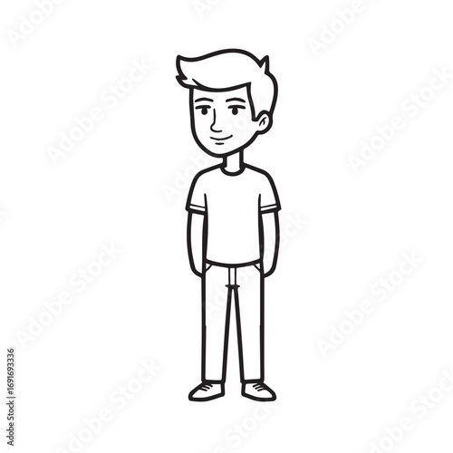 Handsome Man Black and White Illustration Vector Image Male Portrait Fashion Sketch Line Art Design	