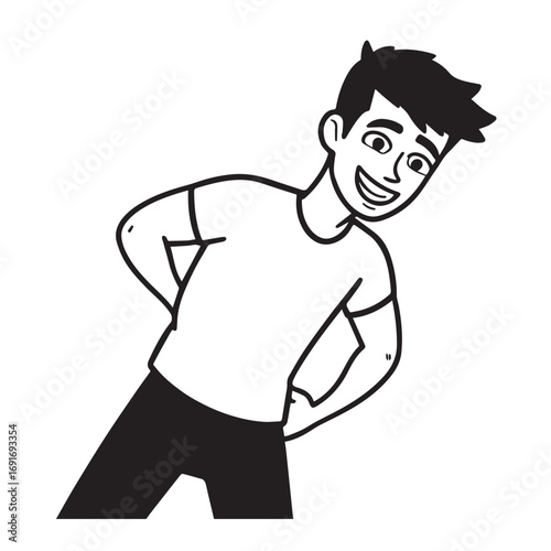 Handsome Man Black and White Illustration Vector Image Male Portrait Fashion Sketch Line Art Design	