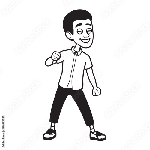 Handsome Man Black and White Illustration Vector Image Male Portrait Fashion Sketch Line Art Design	
