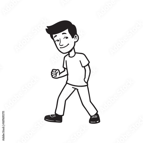 Handsome Man Black and White Illustration Vector Image Male Portrait Fashion Sketch Line Art Design	