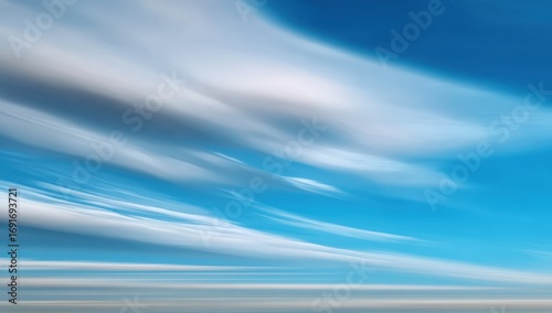 Moving clouds over a horizon