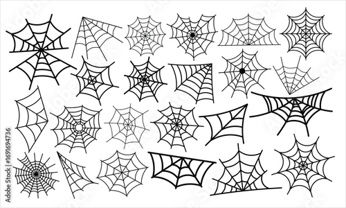 Spider Web silhouette vector bundle and white background