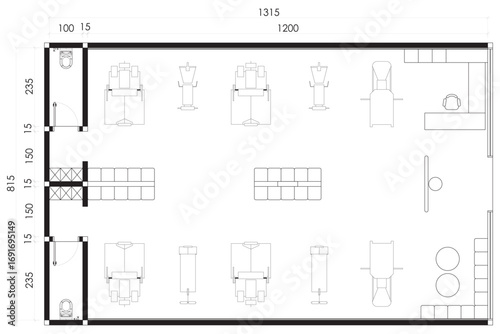 Wallpaper Mural Detailed Commercial Gym Floor Plan with Equipment Layout. 10 Torontodigital.ca