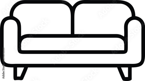 Twoseater sofa outline icon, minimalist living room furniture line art