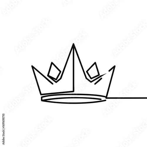 Minimalist royal crown drawn in a single continuous black line.