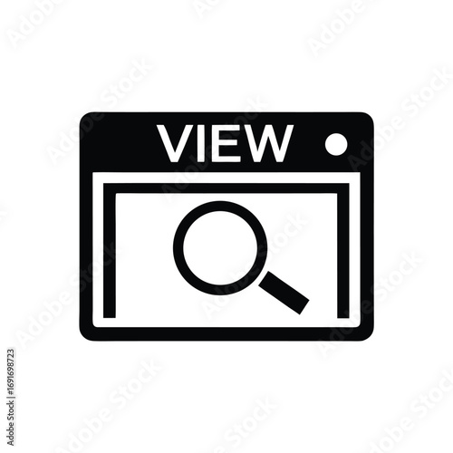 View Finder Icon with Magnifying Glass on White Background