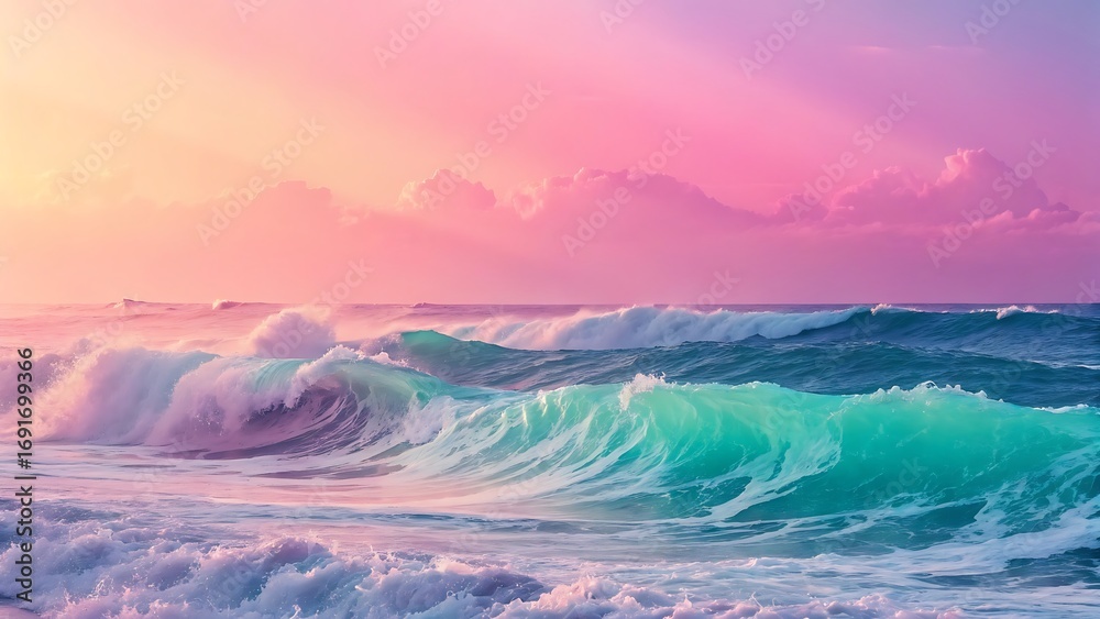 Naklejka premium Ai generated image of luminous pastel to neon ombre gradient abstract background