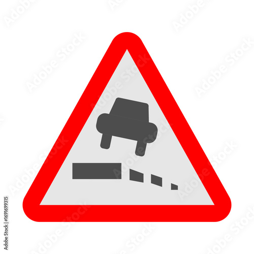 Attention Bad Road Ahead Vector Flat Icon Design