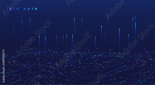 Abstract data transmission visualization. Big data analytics representation. Futuristic network. Graphic concept for your design