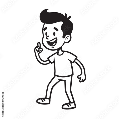Handsome Man Black and White Illustration Vector Image Male Portrait Fashion Sketch Line Art Design	