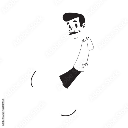 Handsome Man Black and White Illustration Vector Image Male Portrait Fashion Sketch Line Art Design	