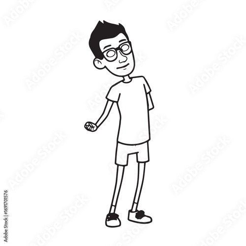 Handsome Man Black and White Illustration Vector Image Male Portrait Fashion Sketch Line Art Design	