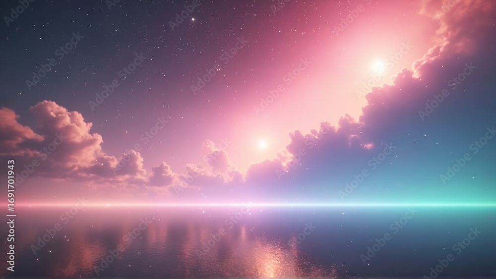 Fototapeta premium Sky ethereal blue fantasy multicolor galaxy colorful up