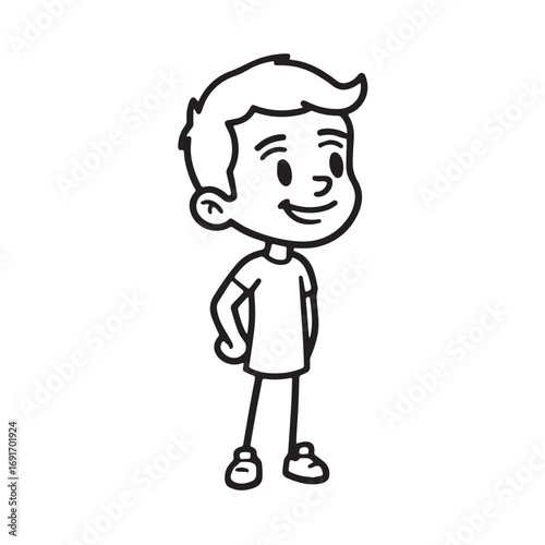 Handsome Man Black and White Illustration Vector Image Male Portrait Fashion Sketch Line Art Design	