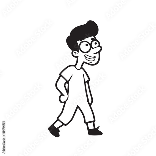 Handsome Man Black and White Illustration Vector Image Male Portrait Fashion Sketch Line Art Design	
