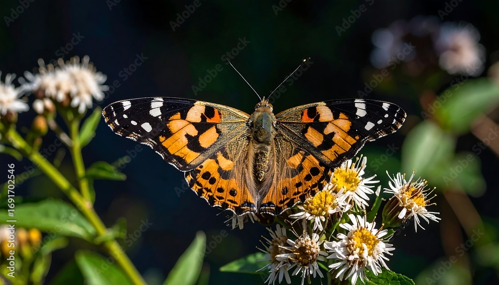 Obraz premium Painted Lady butterfly on wildflowers