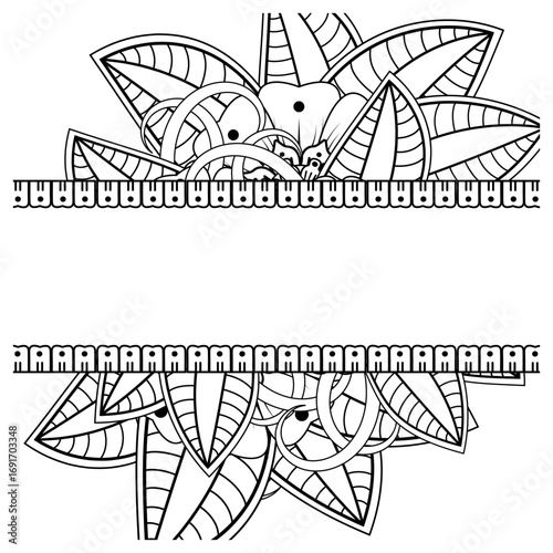 Mehndi flower pattern for Henna drawing and tattoo. Decoration in ethnic oriental  Indian style. Doodle ornament. Outline hand draw vector illustration.