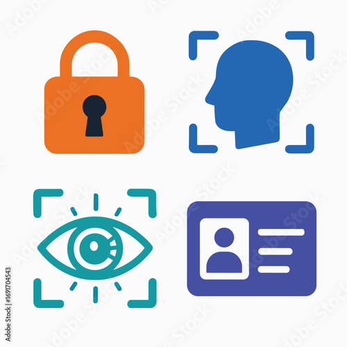 Biometric Security and Identity Verification Icons.