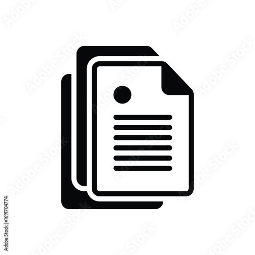 Black solid icon for document