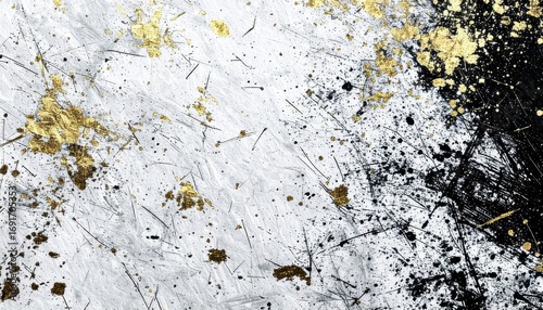 和紙背景素材、アーティスティックな墨・金箔デザイン