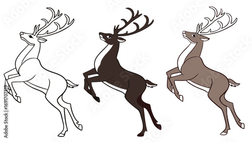 Three reindeer outlines silhouette animal