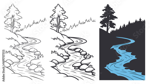 River flowing through rocky landscape water stream