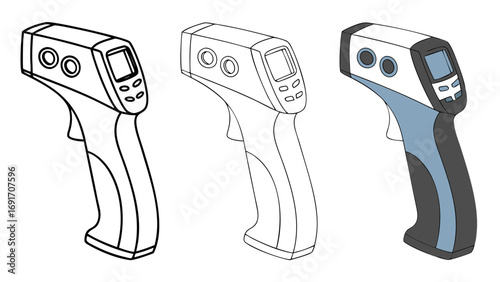 Infrared thermometer device outline and colored temperature gun