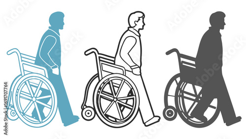 Person in wheelchair outline mobility assistance