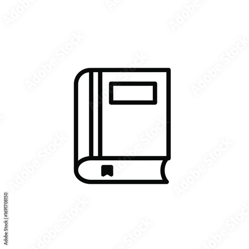 Minimalist closed book icon with thick spine on white background. EPS 10.